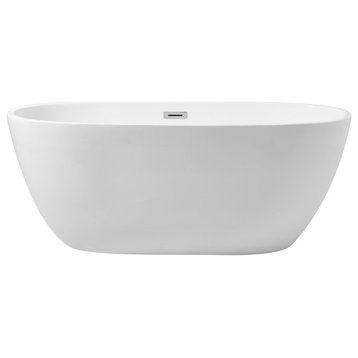 Elegant BT10759GW 59"Soaking Roll Top Bathtub, Glossy White