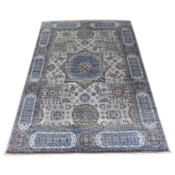 9x12'7 Handmade Egyptian Geometric Beige Blue Mamluk Oriental Rug