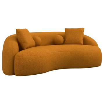 Bloom Japandi Style Luxury Modern Boucle Fabric Curvy Couch in Dark Yellow