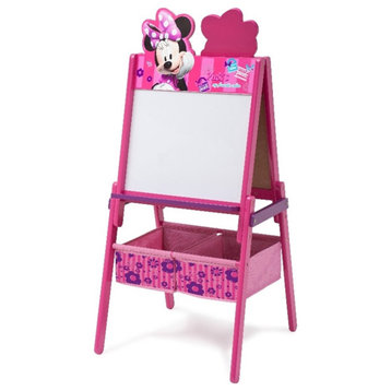 Delta Children Minnie Mouse Wood Double Sided Activity Easel in Pink