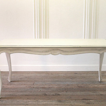 20th Century Painted Louis XV Style Country French Dining Table with Drawers