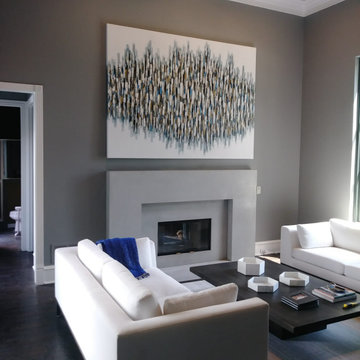 Minimalist Concrete Fireplace Surround with Seamless Hearth