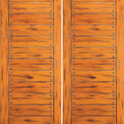 Knotty Alder Exterior Double Door, Flush V-Grooved, Southwest Home - Front Doors