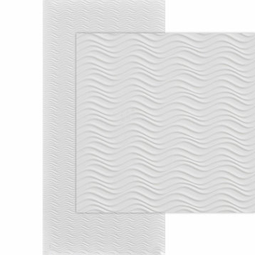 Wavation Horizontal 4ft. x 8ft. Glue Up PVC 3D Wall Panels, Gloss White