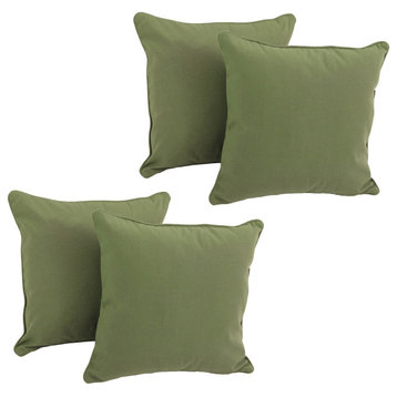 18" Double-Corded Solid Twill Square Throw Pillows With Inserts, Set of 4, Sage