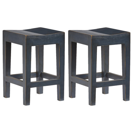 Progressive Furniture Farmhouse Counter Stools, Set of 2, Navy