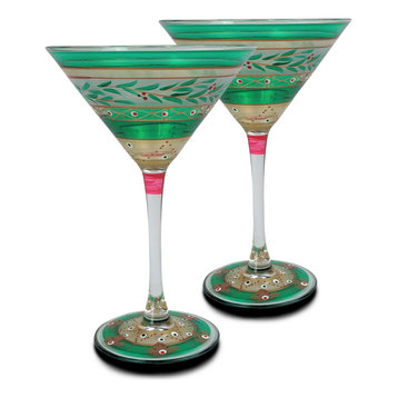 Christmas Garland Martini Glasses, Set of 2