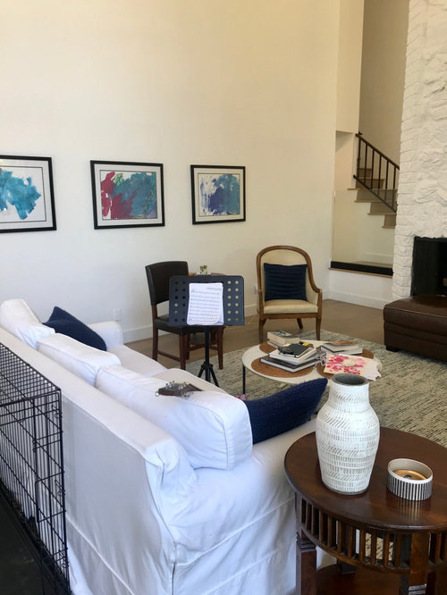 Suggestions for step down living room layout and chairs..