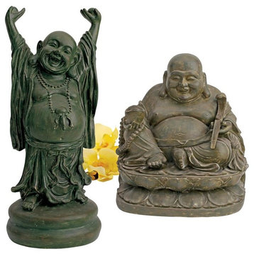 Set of 2 Jolly Hotei & Laughing Buddha
