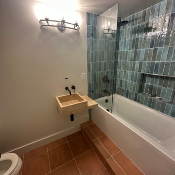 ADU Bathroom with Tub and Terracotta Floor - Contra Costa County, CA