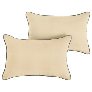 Sunbrella Canvas Antique Beige/ Canvas Charcoal Outdoor Pillow Set, 16x26