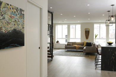 Example of a mid-sized minimalist foyer design in New York