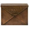 Benzara BM15926 Spacious Envelope Shaped Wall Mount Iron Mail Box, Copper