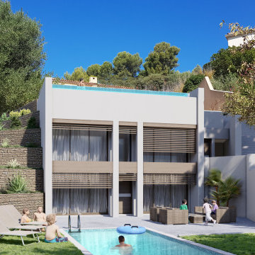 Maison contemporaine avec piscine sur le toit et vue mer - Côte d'Azur