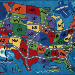 LA Rug Inc - Travel Fun Rug, Multi-Color - Kids Rugs