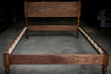 READY TO SHIP Queen Solid Walnut Hardwood "Libby" Turned Leg Platform Bed Frame