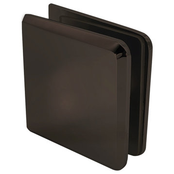 Square Beveled Wall Mount Glass Clamp Hole, Fixed Panel, Oil Rubbed Bronze