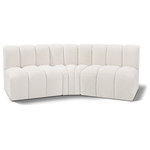 Meridian Furniture - Arc Boucle Fabric Upholstered 3-Pc. U-Shaped Modular Sectional, Cream - Give your living room or den the perfect blend of style and versatility with this Arc boucle fabric curved modular Sectional. Part of the Arc modular furniture collection, this Sectional comes upholstered in rich cream boucle fabric and features deep channel tufting that adds a touch of luxury while enhancing comfort and support. A seamless combination of form and function, this chair can be used with other Arc pieces to create a myriad of configurations in your well-curated room.