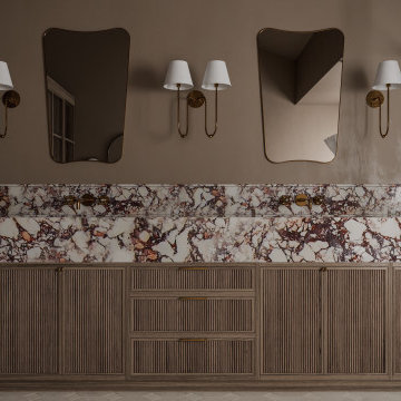 Luxury Bathroom with Calacatta Viola Marble and Brass Accents
