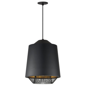 Phoenix 1-Light LED Pendant in Black with Gold