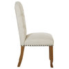Jessica Tufted Dining Chair, Navy Fabric With Bronze Nailheads and Coffee Legs, Linen