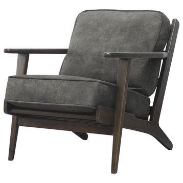 Doutzen Fabric Accent Chair Dark Brown Frame, Pewter Hide