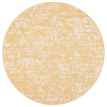 Safavieh Courtyard Collection CY8452 Indoor-Outdoor Rug, Gold/Ivory, 6' 7" Round