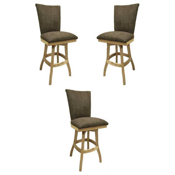 Home Square 34" Swivel Solid Wood Tall Bar Stool in Wheat & Natural - Set of 3