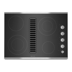 Jenn-Air 30" Electric Radiant Downdraft Cooktop, Stainless/blk | JED3430WS - Cooktops