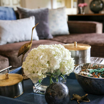 Blue, Gray & Brown Open-Concept Living Room