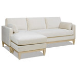Jennifer Taylor Home - Knox 89" Modern Farmhouse Reversible Chaise Sectional Sofa, French Beige - The perfect blend between casual comfort and style, the Knox Seating Collection by Jennifer Taylor Home brings cozy modern feelings into any space. The natural wood base and legs make a striking combination with the luxurious velvet upholstery. The back and arm pillows are all removable and reversible for the ultimate convenience of care including the bench-seat cushion. The seat is a medium-firm supportive feel with feather-wrapped foam construction for a plush, down look and feels while a foam core offers resiliency and durability. Rearrange the chaise of the sectional to the left or right as you please with its versatile reversible construction. Whether you're lounging alone or entertaining friends, let the Knox Sectional be the quintessential backdrop of your daily routine. See the Knox Collection for the matching chaise lounge, arm chair, and storage ottoman.