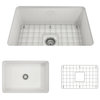 Sotto Undermount Kitchen Sink With Grid and Strainer, White, 27"