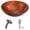 Mahogany Moon Glass Vessel Sink and Waterfall Faucet