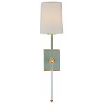 Visual Comfort - Lucia Medium Tail Wall Sconce, 1-Light, Celadon & Crystal, Linen Shade, 20.75"H - This beautiful wall sconce will magnify your home with a perfect mix of fixture and function. This fixture adds a clean, refined look to your living space. Elegant lines, sleek and high-quality contemporary finishes.Visual Comfort has been the premier resource for signature designer lighting. For over 30 years, Visual Comfort has produced lighting with some of the most influential names in design using natural materials of exceptional quality and distinctive, hand-applied, living finishes.