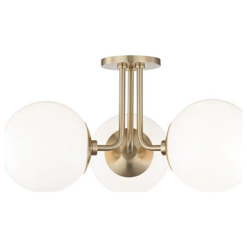 Mitzi H105603 Stella 3 Light 18-1/4"W Semi-Flush Globe Ceiling - Aged Brass