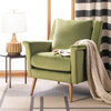 Abay Mid Century Arm Chair Olive Velvet/ Natural