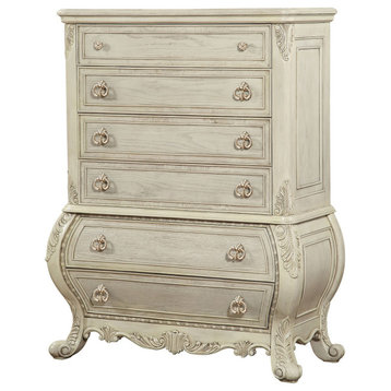 Wooden Chest with 6 Drawers, Antique White