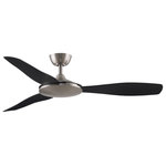 Fanimation - GlideAire, 52", Brushed Nickel With Black Blades - GlideAire by fanimation has a contemporary design and uses the latest technology. fanSync Bluetooth is included with purchase and GlideAire is WiFi compatible with the purchase of an optional control. This damp rated fan is available in three finish combinations and comes with a 31 speed DC motor.