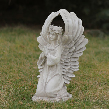 15.25" Angel Kneeling in Prayer Outdoor Garden Statue