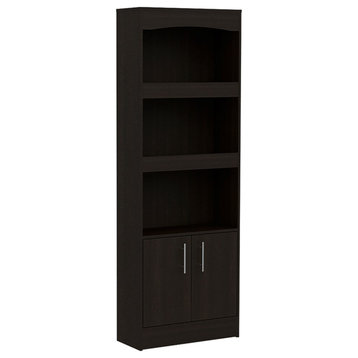 TUHOME Simma Two-Door Cabinet Bookcase In Black - Engineered Wood