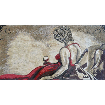 Mosaic Art, Lady In A Red Dress, 24"x47"