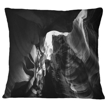Black And White Antelope Canyon Landscape Photography Throw Pillow, 16"x16"