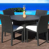 Outdoor Wicker New Resin 5-Piece Round Dining Table and Chair Set