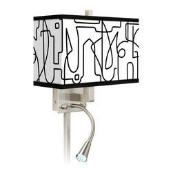 Giclee Glow - Scribble World Giclee Glow LED Reading Light Plug-In Sconce - Swing Arm Wall Lamps