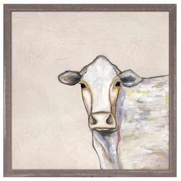 "White Cow" Mini Framed Canvas Art by Eli Halpin