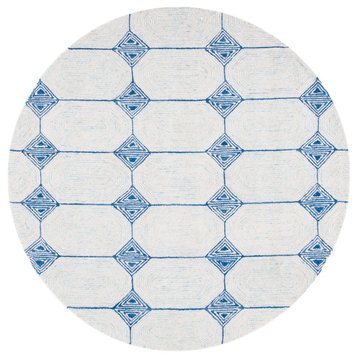 Safavieh Abstract Collection, ABT658 Rug, Ivory and Blue, 6'x6'round