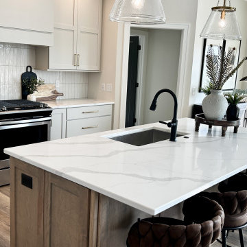 Accessible Beige Painted Kitchen with Birch Almond Accents