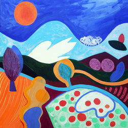 Landscape with the moon, 30 x 30 in - Paintings