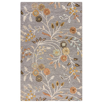 Alora Decor Milan 3' x 5' Floral Grey/Gray/Rust/Blue Hand-Tufted Area Rug