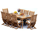 Teak Deals - 9-Piece Outdoor Teak Dining Set: 83" Rectangle Table,8 Warwick Folding Arm Chair - Set includes: 83" Rectangle Dining Table and 8 Folding Arm Chairs.